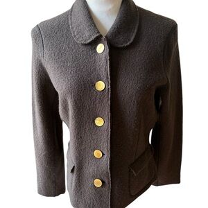 Saks Fifth Avenue Gold and Brown Blazer with Tailored Fit 100 percent wool